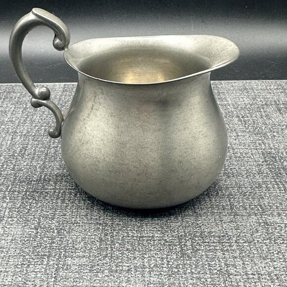 Vintage Empire Pewter Creamer & Sugar Bowl Marked Old Mark USA Primitive - Picture 2 of 16